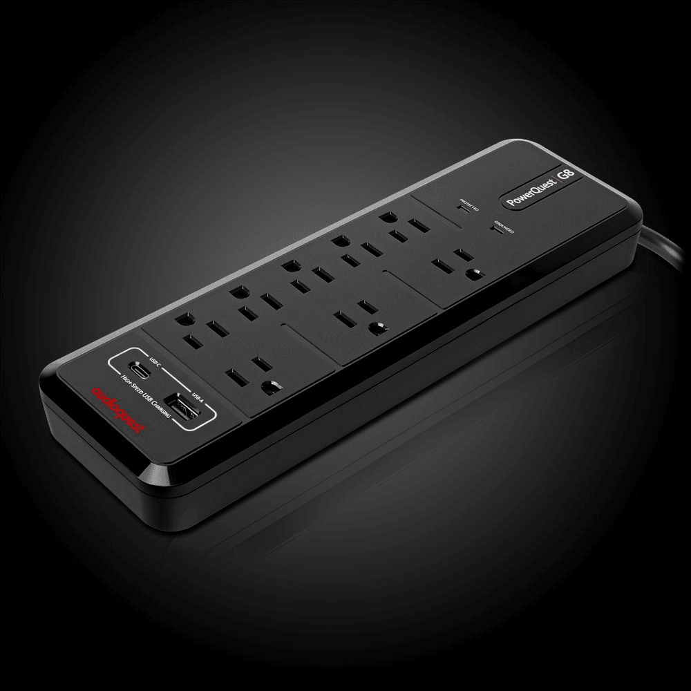 AudioQuest PowerQuest G8 - 8-Outlet Surge Protector with USB-A and USB-C Charging Ports - Perfect for TV, AV Receiver, Xbox, Playstation, Soundbar, Co AudioQuest PowerQuest G8 Power Bar